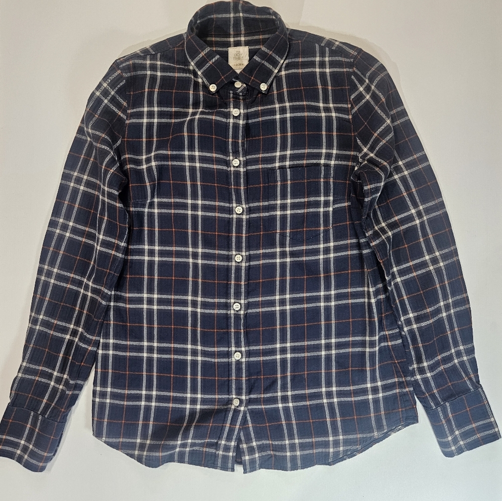 J. Crew Womens Button Down Shirt Size 2 Blue‎ Checkered Plaid Boy Shirt Gorpcore